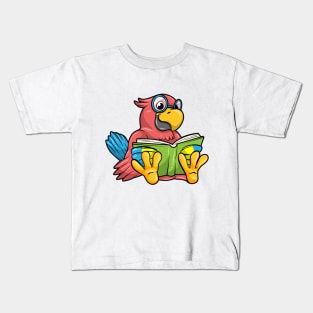 Parrot as Nerd with Glasses and Book Kids T-Shirt